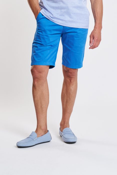 Blue stretch poplin shorts