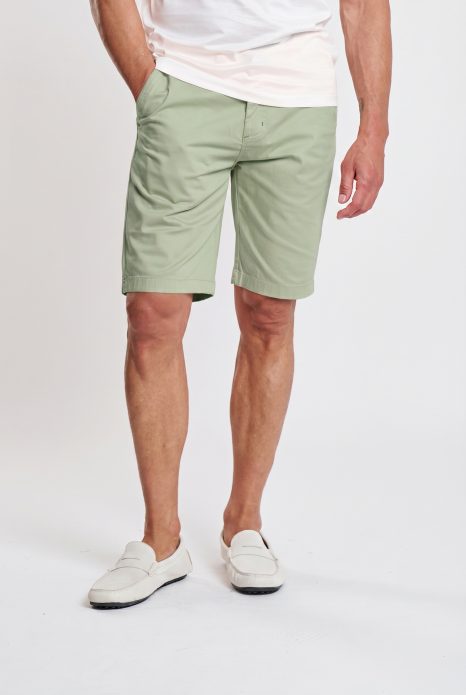 Green Stretch Poplin Shorts