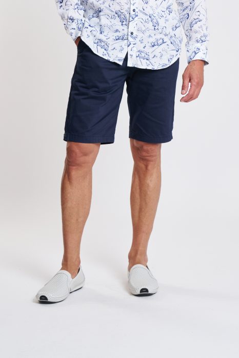 Navy stretch poplin shorts