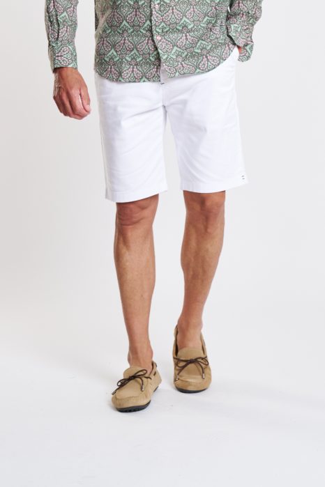 White stretch poplin shorts