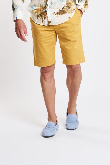 Mustard stretch poplin shorts