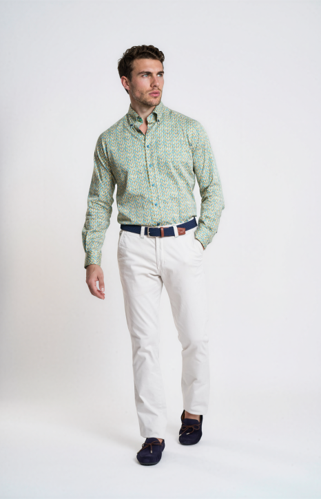 Camisa Estampada en Algodón Satinado