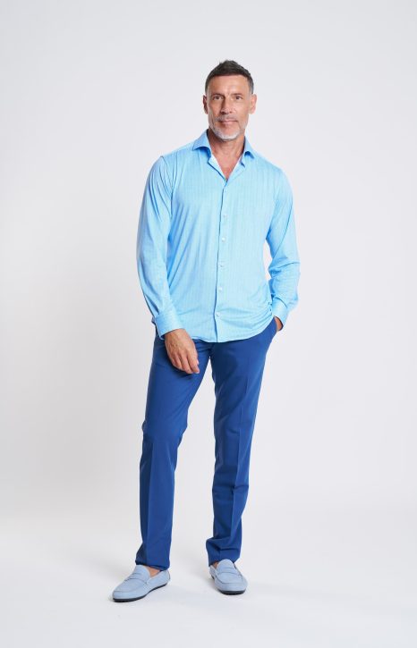 Sky Blue Herringbone Performance Shirt