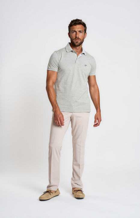 Green Cotton Polo with Refined Contrast Details