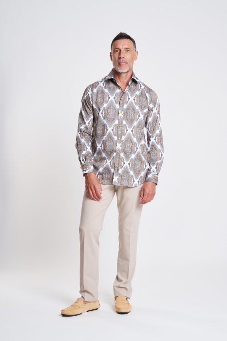 Printed Stretch Cotton Satin Shirt
