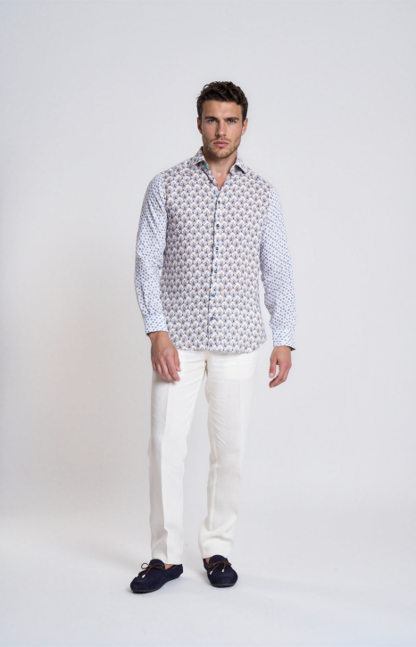 Mixed Print Linen Shirt
