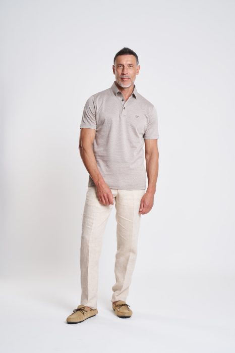 Beige Polka Dot Mercerised Cotton Polo