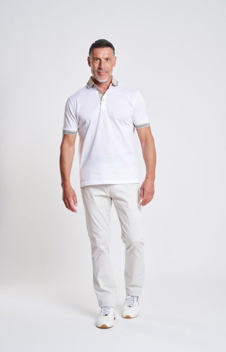 White Double Mercerised Piqué Polo