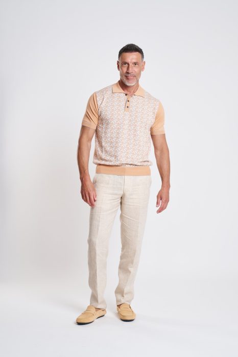 Polo Geométrico Coral Beige
