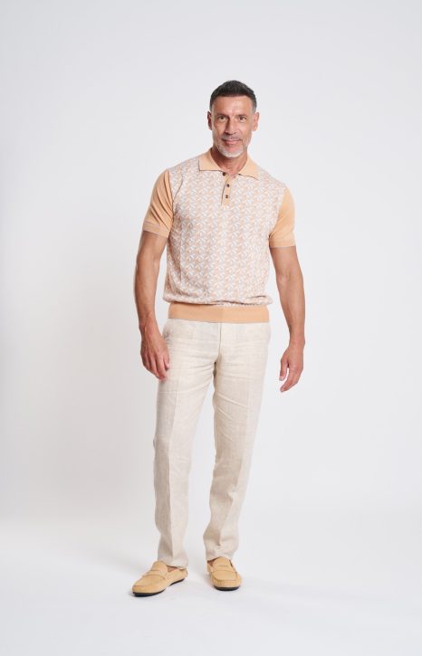 Orange Beige Geometric Polo