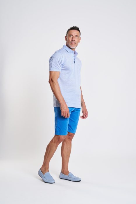 Sky Blue Textured Short Sleeve Polo